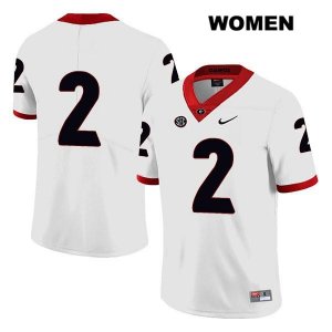 Women's Georgia Bulldogs NCAA #2 D'Wan Mathis Nike Stitched White Legend Authentic No Name College Football Jersey CHJ0054DU